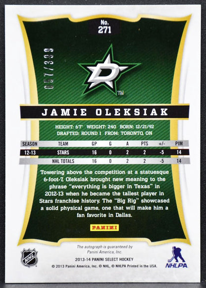 2013-14 Panini Select Rookie Auto Jamie Oleksiak 271 RC Auto 057/399 3597