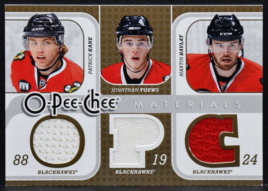 2008-09 O-Pee-Chee Materials Kane Toews Havlat 3M-HTK Chicago Blackhawks Jersey