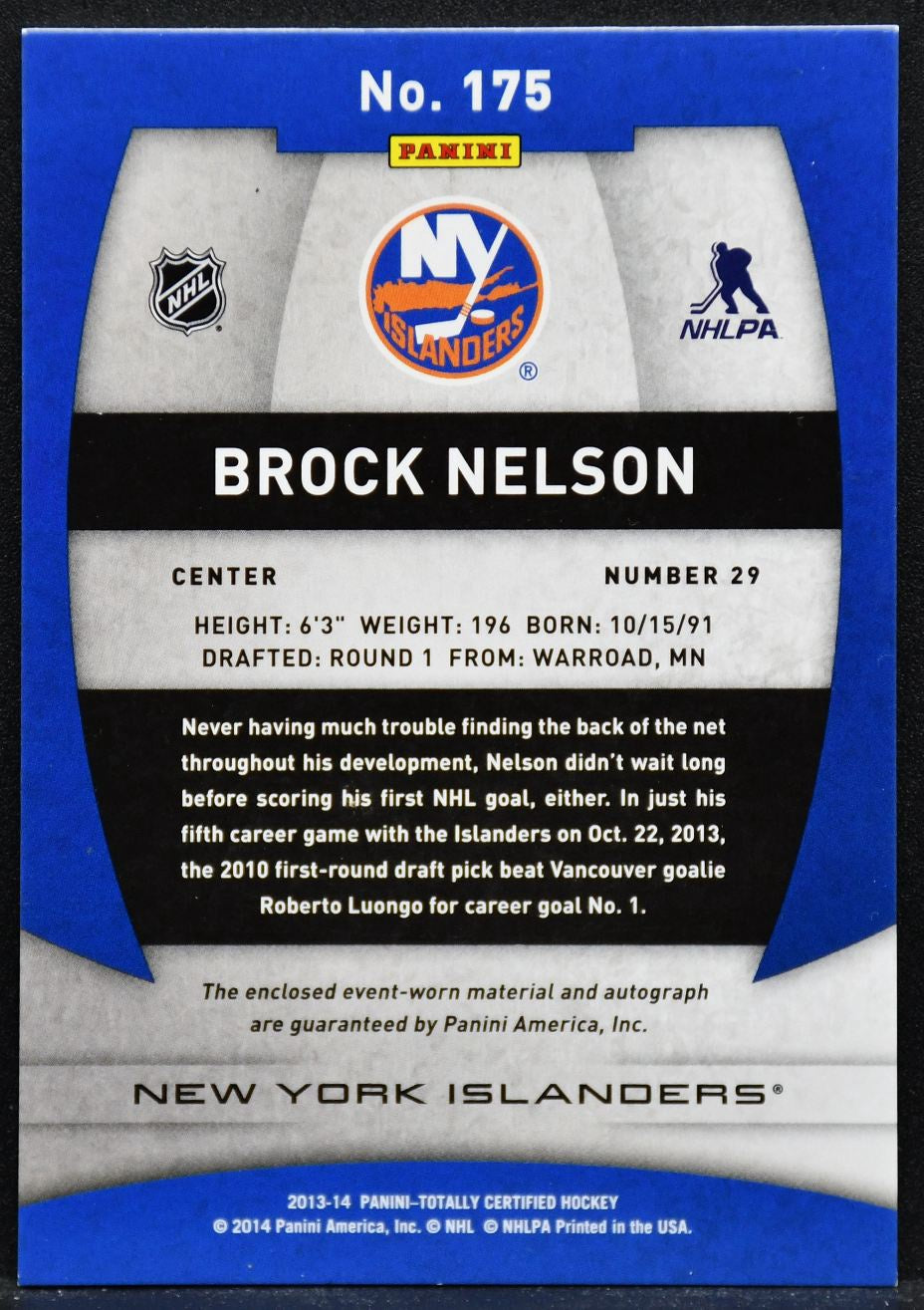2013-14 Panini Totally Certified Rookie Autograph Jersey Brock Nelson  RC Jersey