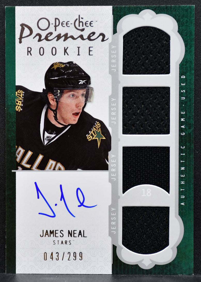 2008-09 O-Pee-Chee Premier Rookie Signature Jersey James Neal Stars RC Auto 0927