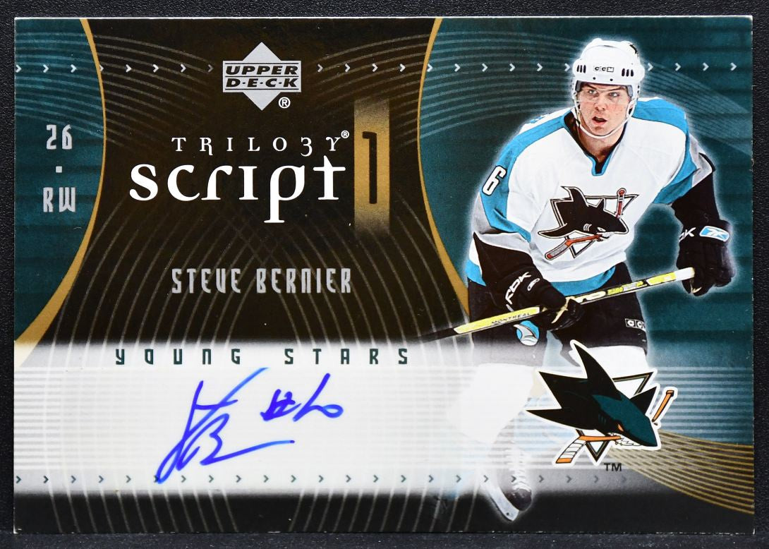 2007-08 UD Trilogy Script One Young Stars Steve Bernier S1-SB Sharks Auto 2025