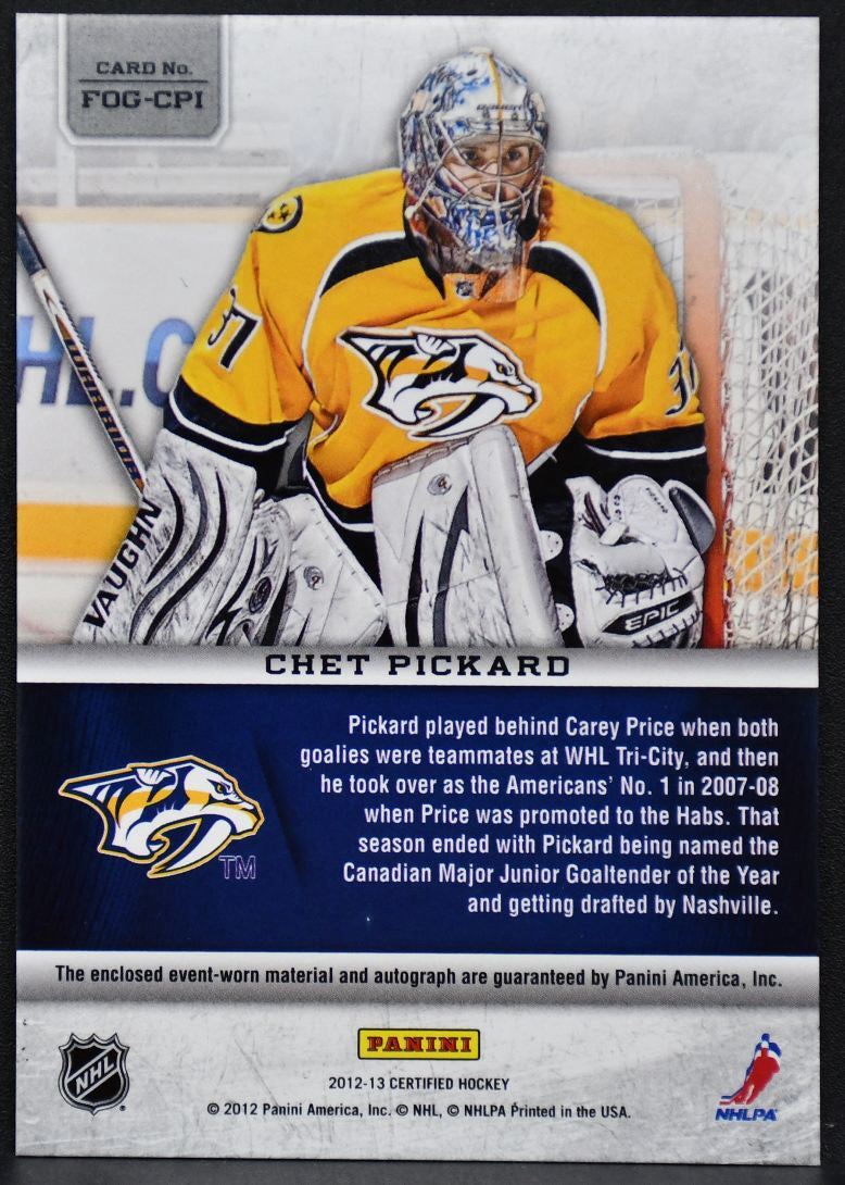 2012-13 Panini Certified Fabric Pickard Predators Auto 24/50 Jersey 9734