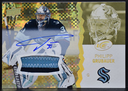 2023-24 UD Ice Base Gold Patch Philipp Grubauer 90 Kraken Auto 37/49 Patch 8379
