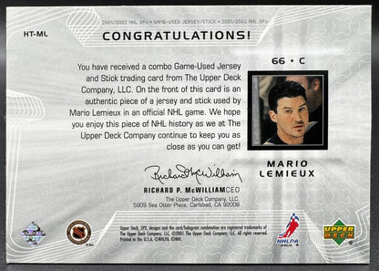 2001-02 SPx Hockey Treasures Mario Lemieux Jersey Stick