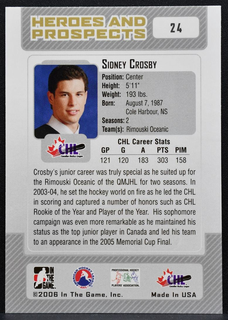 2006-07 In the Game Sidney Crosby Series Sidney Crosby 24 Rimouski Oceanic 8389