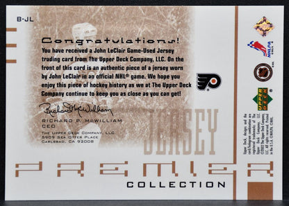 2002-03 UD Premier Collection Bronze Jersey John LeClair 160/300 Jersey 0745