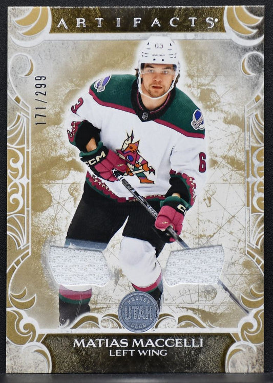 2024-25 UD Artifacts Gold Materials Matias Maccelli Arizona Coyotes /299 Jersey 7352