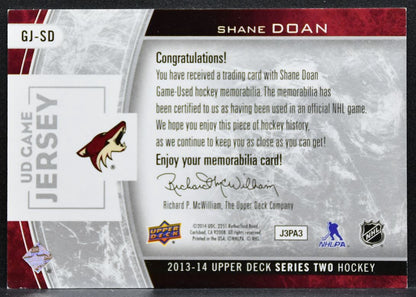 2013-14 Upper Deck Series 2 UD Game Jerseys Shane Doan GJ-SD Coyotes Jersey 6616