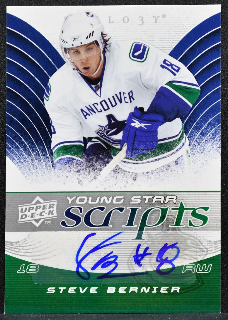 2008-09 Upper Deck Trilogy Young Star Scripts Steve Bernier Canucks Auto 7028
