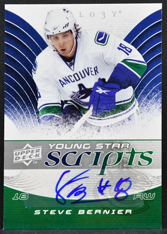2008-09 Upper Deck Trilogy Young Star Scripts Steve Bernier Canucks Auto 7028