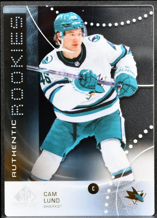 2025-26 SP Game Used Authentic Rookies Plexi Cam Lund AR-CL Sharks RC 0083