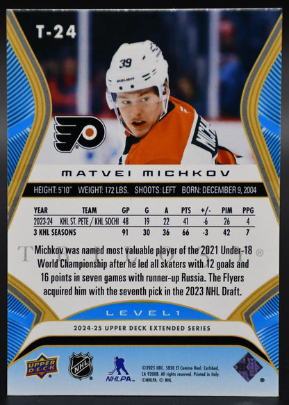 2024-25 UD Extended Series Matvei Michkov T-24 Philadelphia Flyers RC 536/999