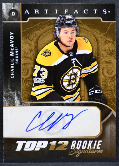 2018-19 UD Artifacts Top 12 Rookie Signatures Charlie McAvoy Bruins RC Auto 5189