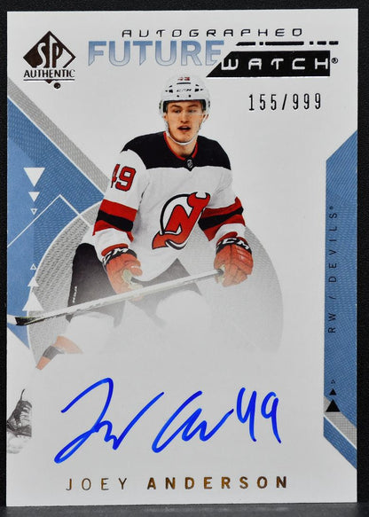 2018-19 SP Authentic Future Watch Auto Joey Andersson Devils RC Auto 8153