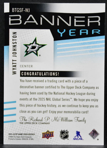 2025-26 SP Game Used Global Series Banner Year Relics Johnston Stars Jersey 9614