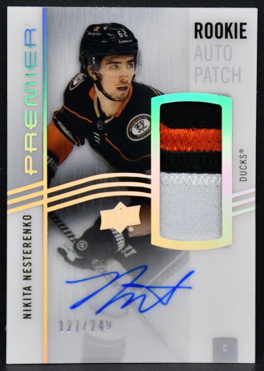 23-24 UD Premier Acetate Rookie Auto Patch Nikita Nesterenko Ducks RC /249 Patch 5051