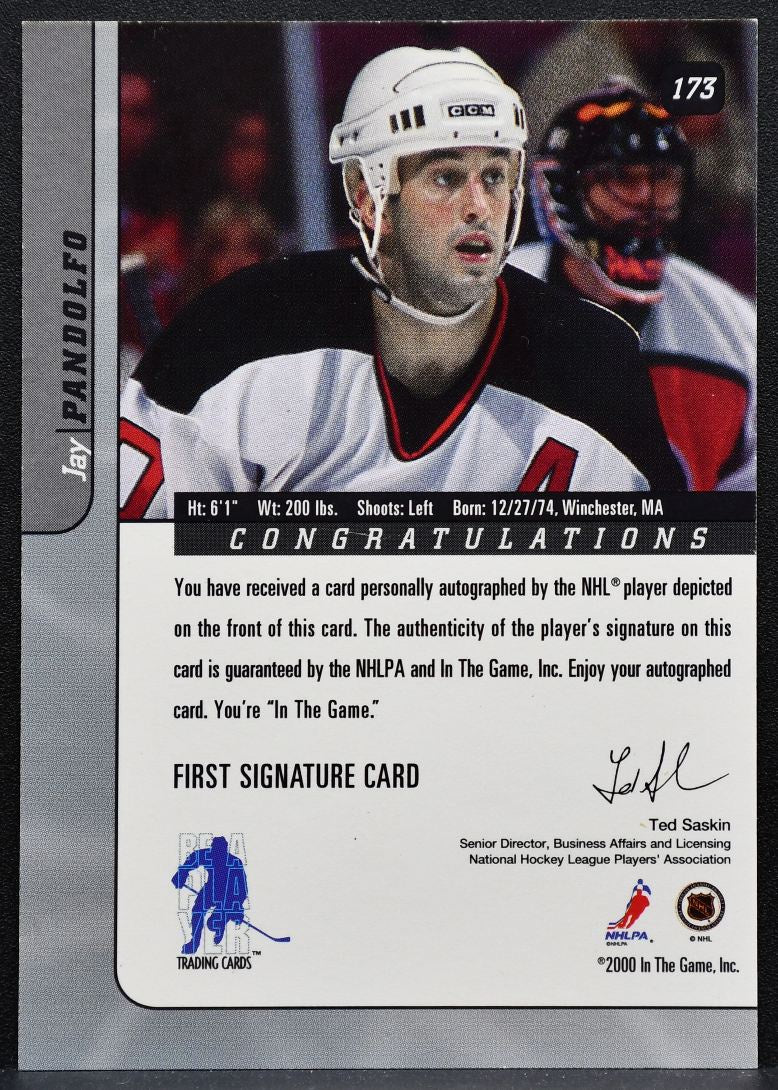2000-01 Be a Player Signature Series Autographs Jay Pandolfo Devils Auto 2324