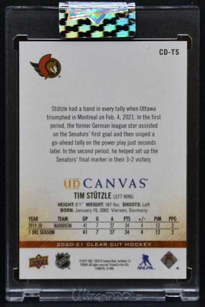 2020-21 UD Clear Cut Rookie Debut UD Canvas Tim Stutzle CD-TS Senators RC 4241