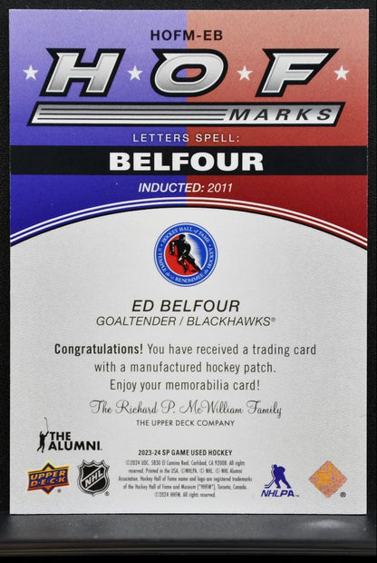 2023-24 SP Game Used HOF Marks Ed Belfour Chicago Blackhawks 32/35 Patch 0764