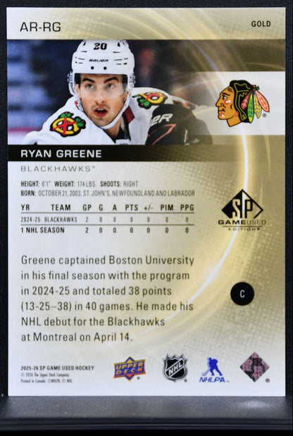 2025-26 SP Game Used Authentic Rookies Gold Ryan Greene RC 088/149 8907