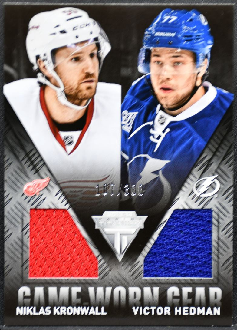 2013-14 Panini Titanium Game-Worn Gear Dual Kronwall/Hedman /300 Jersey 1570
