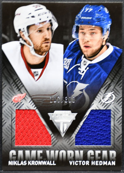 2013-14 Panini Titanium Game-Worn Gear Dual Kronwall/Hedman /300 Jersey 1570