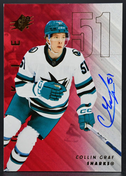 2024-25 SPx Auto Red Collin Graf 102 San Jose Sharks Auto 12/25