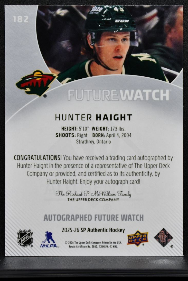 2025-26 SP Authentic Future Watch Auto Horizontal Haight RC Auto 380/599 9683