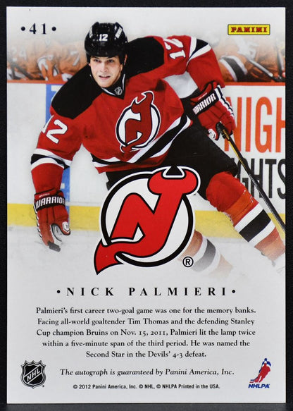 2011-12 Panini Elite Signings Nick Palmieri 41 New Jersey Devils Auto 8072
