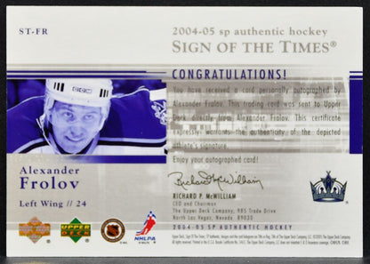 2004-05 SP Authentic Sign of the Times Alexander Frolov ST-FR Kings Auto 2731