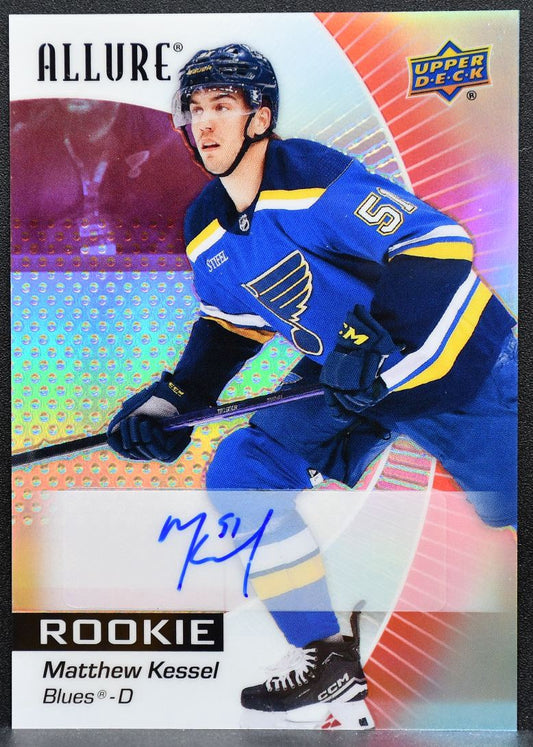 2023-24 UD Allure Rookie Red Rainbow Auto Matthew Kessel 124 Blues RC Auto 2225