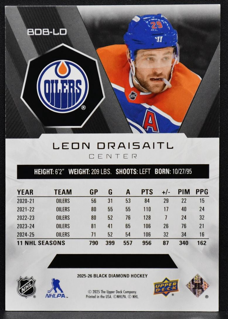 2025-26 Upper Deck Black Diamond Leon Draisaitl BDB-LD Edmonton Oilers 281/349 1398