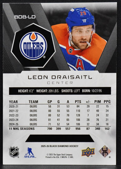 2025-26 Upper Deck Black Diamond Leon Draisaitl BDB-LD Edmonton Oilers 281/349 1398
