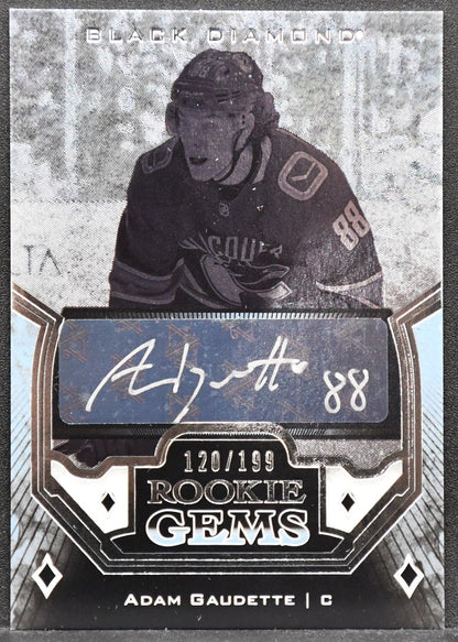 2018-19 UD Black Diamond Rookie Gems Adam Gaudette RG-AG RC Auto 120/199
