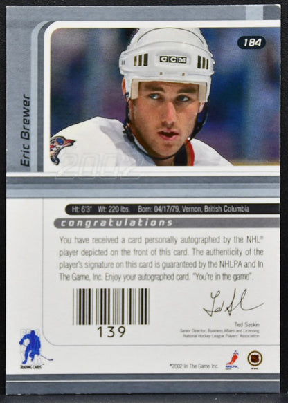 2001-02 Be a Player Signature Series Autograph Gold Eric Brewer Oilers Auto 2656