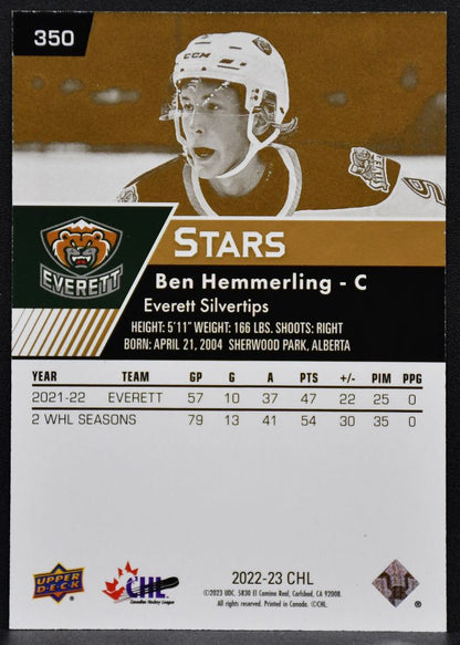 2022-23 UD CHL Stars High Gloss Ben Hemmerling 350 Everett Silvertips 06/10 3735