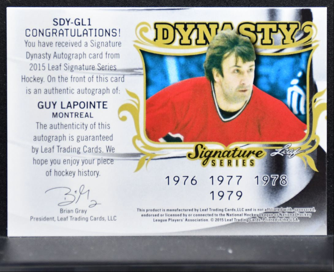 2015-16 Leaf Signature Series Dynasty Guy Lapointe SDY-GL1 Canadiens Auto 3674