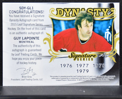 2015-16 Leaf Signature Series Dynasty Guy Lapointe SDY-GL1 Canadiens Auto 3674