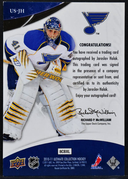 2010-11 UD Ultimate Collection Signatures Jaroslav Halak US-JH St. Louis Auto
