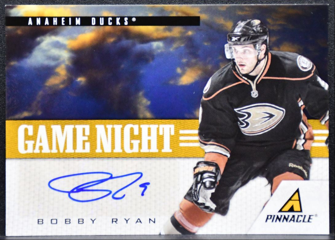 2011-12 Panini Pinnacle Game Night Materials Bobby Ryan Anaheim Ducks Auto 9847