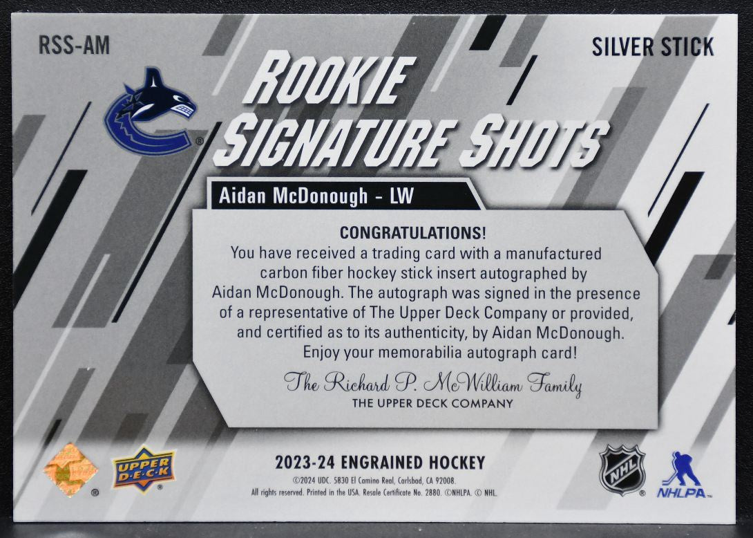 2023-24 UD Engrained Rookie Signature Shots McDonough RC Auto 065/299 1131