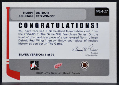 2004-05 In The Game Franchises US West Memorabilia Norm Ullman Jersey 3271