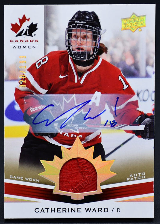 2014-15 UD Team Canada Juniors Auto Patch Catherine Ward 189 Auto 020/199 Patch