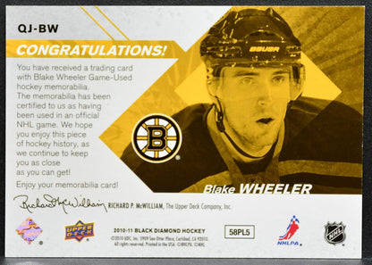2010-11 Upper Deck Black Diamond Jerseys Quad Blake Wheeler Bruins Jersey 6821
