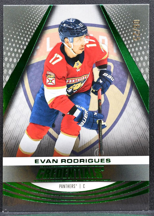 2025-26 Upper Deck Credentials Green Evan Rodrigues 46 Panthers 06/25 8099