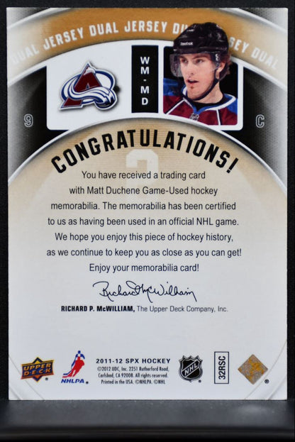 2011-12 SPx Winning Materials Dual Jersey Matt Duchene Avalanche Jersey 6606