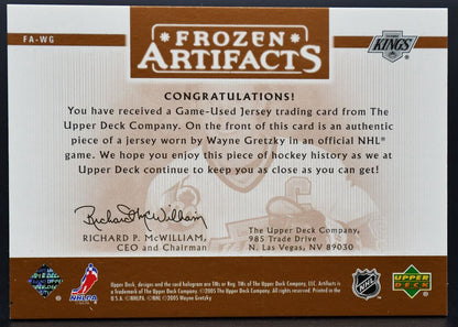 2005-06 UD Artifacts Frozen Artifacts Copper Wayne Gretzky FA-WG 010/125 Jersey