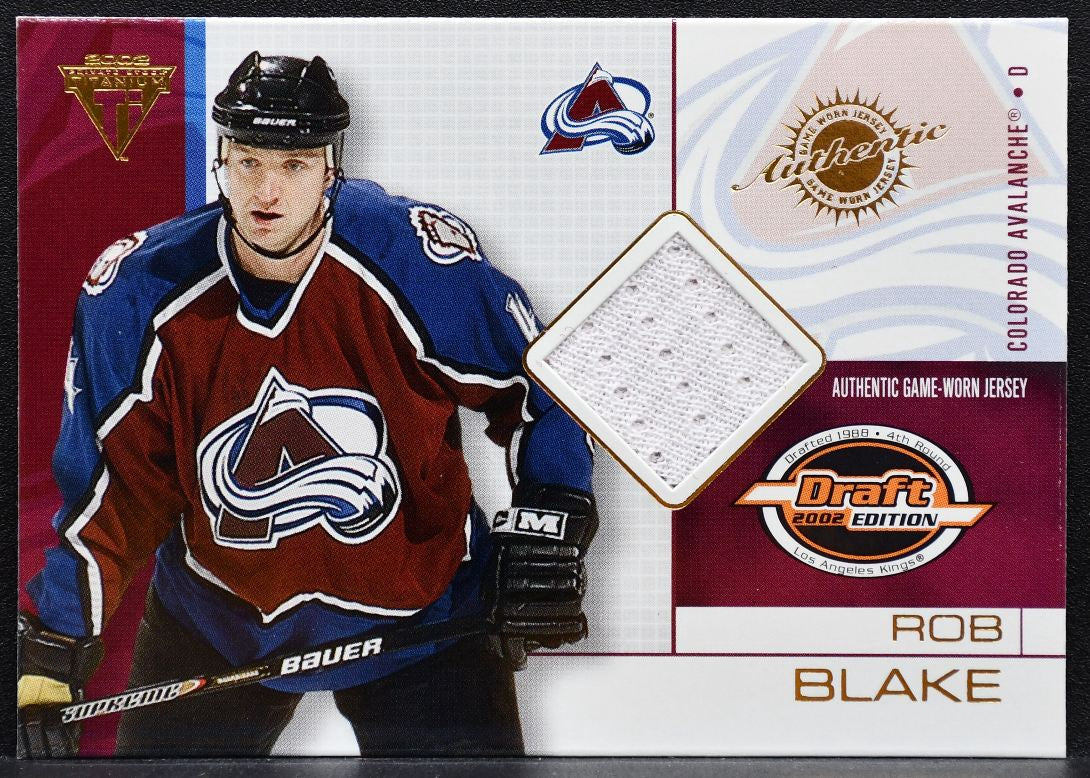 2001-02 Pacific Private Stock Titanium Draft Rob Blake 25 Avalanche Jersey 0455