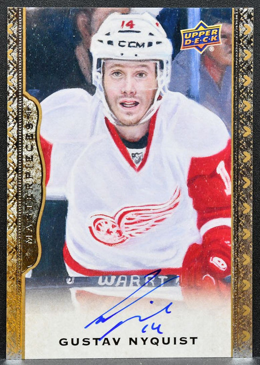 2014-15 Upper Deck Masterpieces Autograph Gustav Nyquist 85 Red Wings Auto 0567