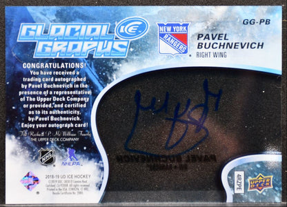 2018-19 Upper Deck Ice Glacial Graphs Pavel Buchnevich GG-PB Rangers Auto 2813
